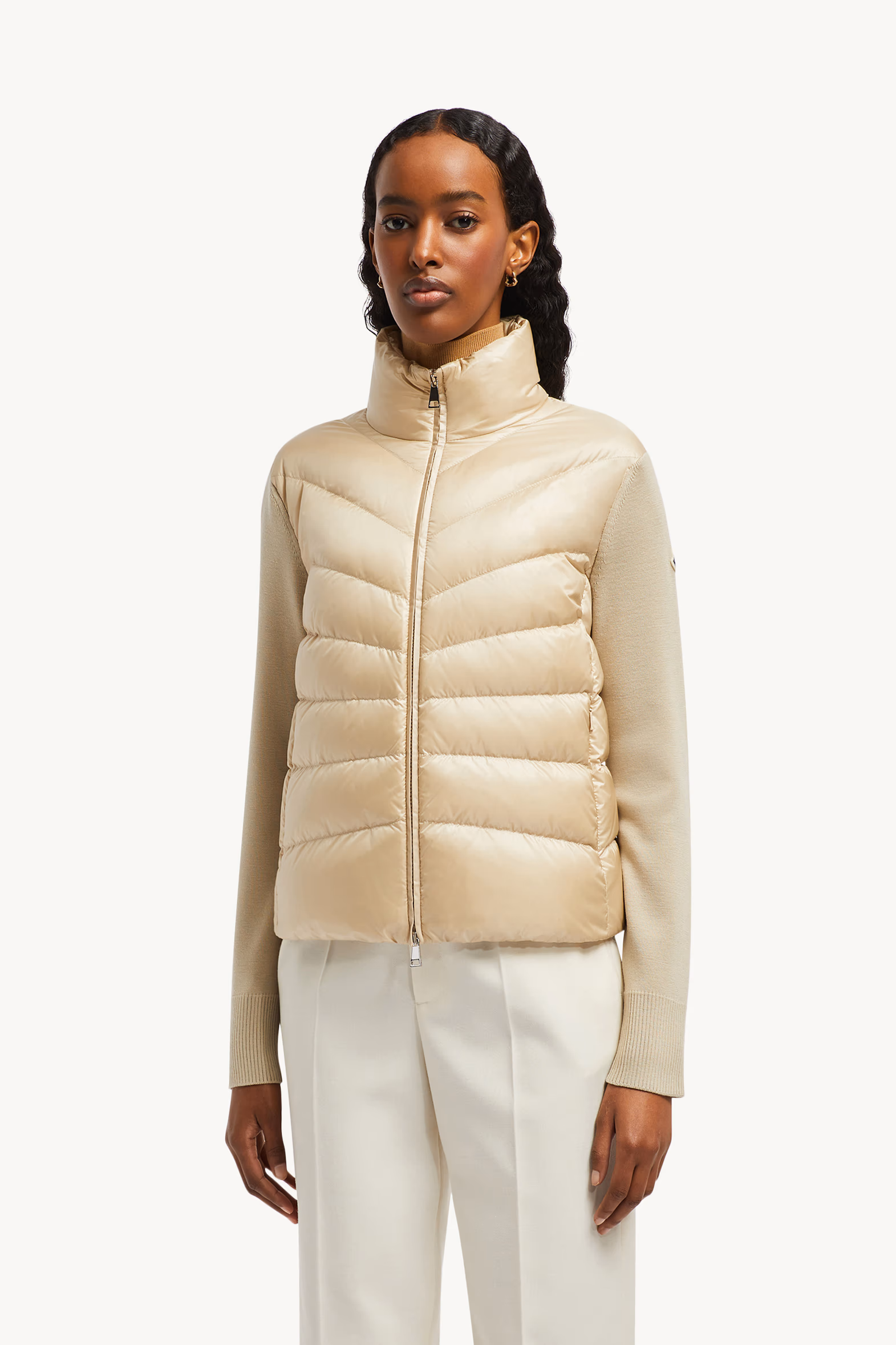 Padded Wool Cardigan Women Beige Moncler 3